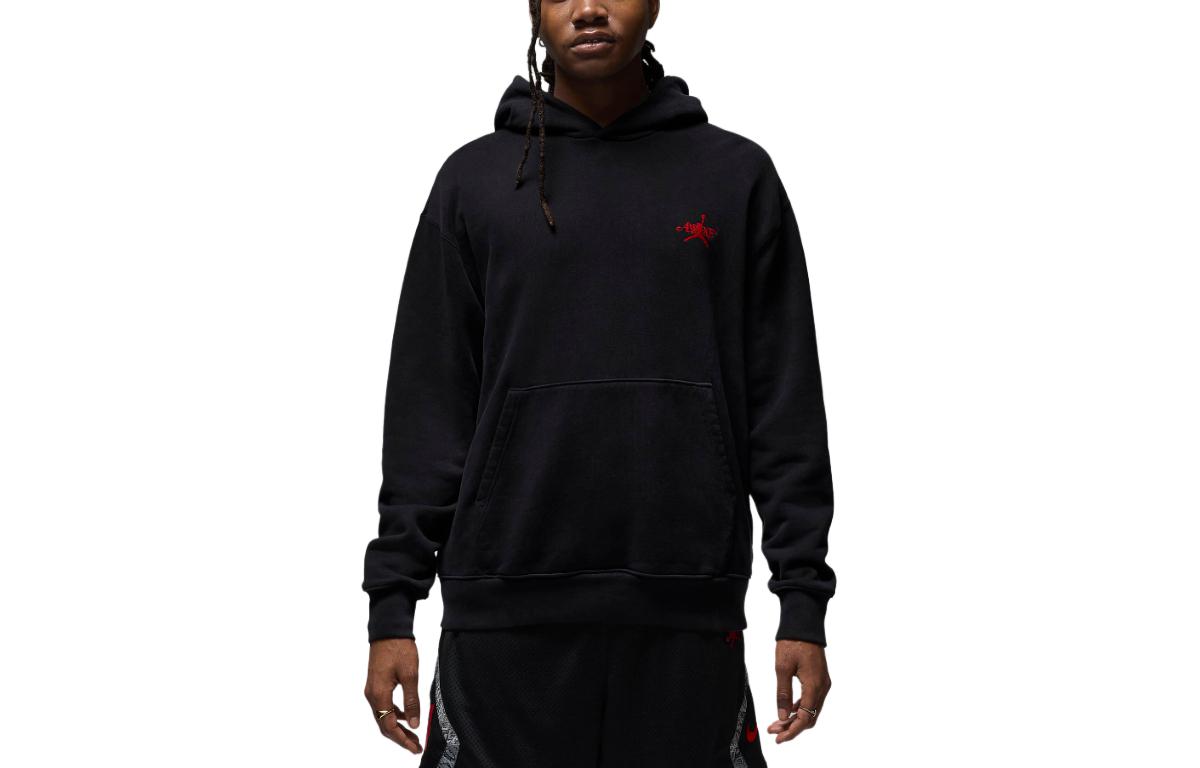Jordan Awake NY Front Logo Embroidered Hoodie Black Vintage Long Sleeve FQ5443-010