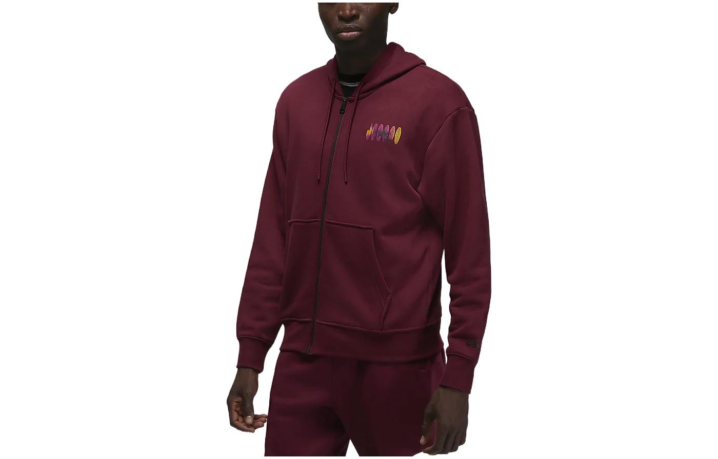 Jordan Back Zip Hooded Long Sleeve Sweatshirt Deep Red DQ7564-680