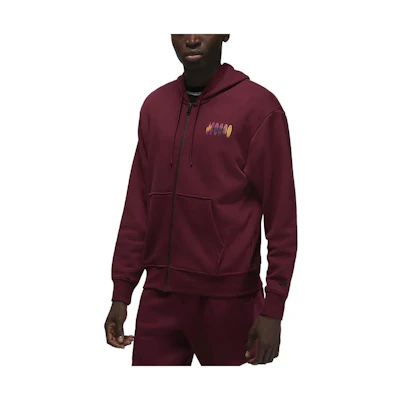 Jordan Back Zip Hooded Long Sleeve Sweatshirt Deep Red DQ7564-680