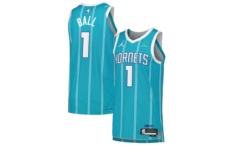 Shop Jordan Ball Hornets 2020-21 球員版拼色籃球背心 藍色 男款 CN6336-446