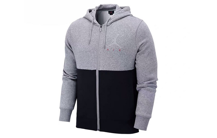 Jordan Basketball Hoodie Jacket - Black/Grey Colorblock CK1353-091