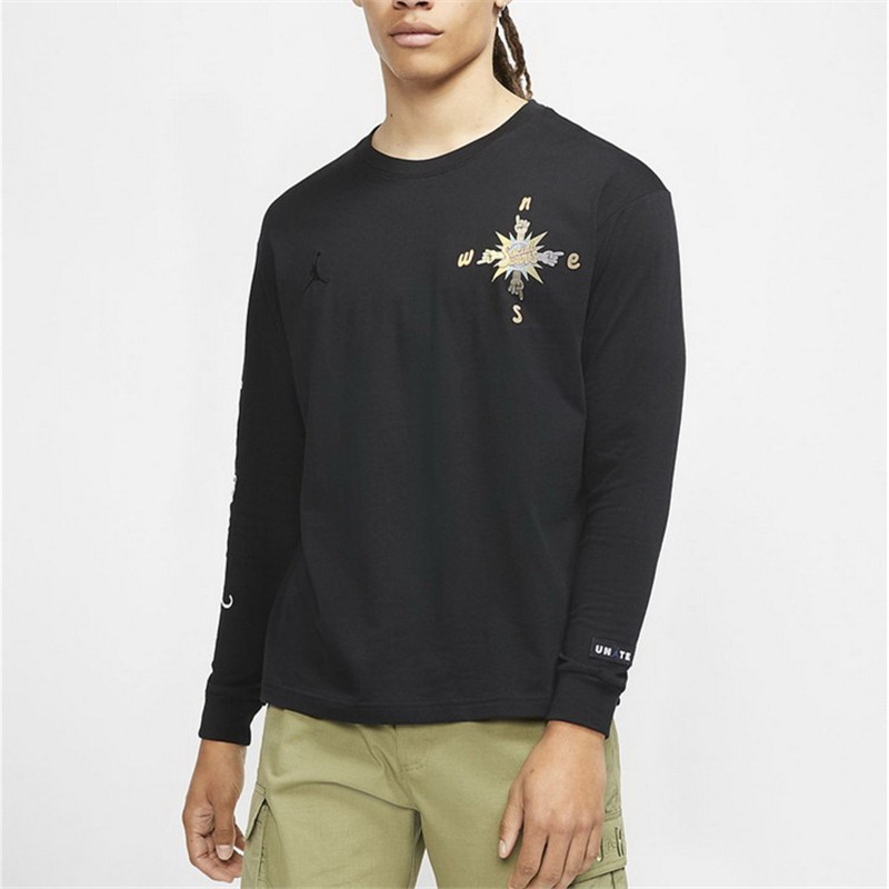 Shop Jordan Hitam Sweater Kasual Crewneck Lengan Panjang CW1138-010