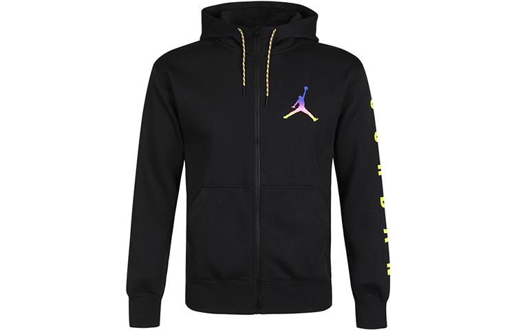Jordan Black Fleece Full-Zip Hoodie Jacket with Solid Logo Print CU9123-010