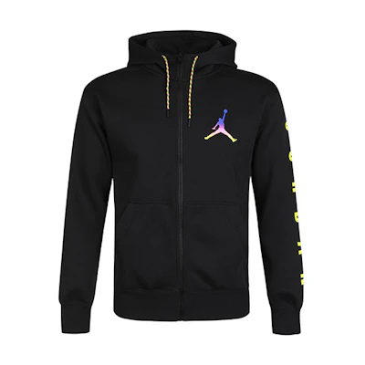 Jordan Black Fleece Full-Zip Hoodie Jacket with Solid Logo Print CU9123-010