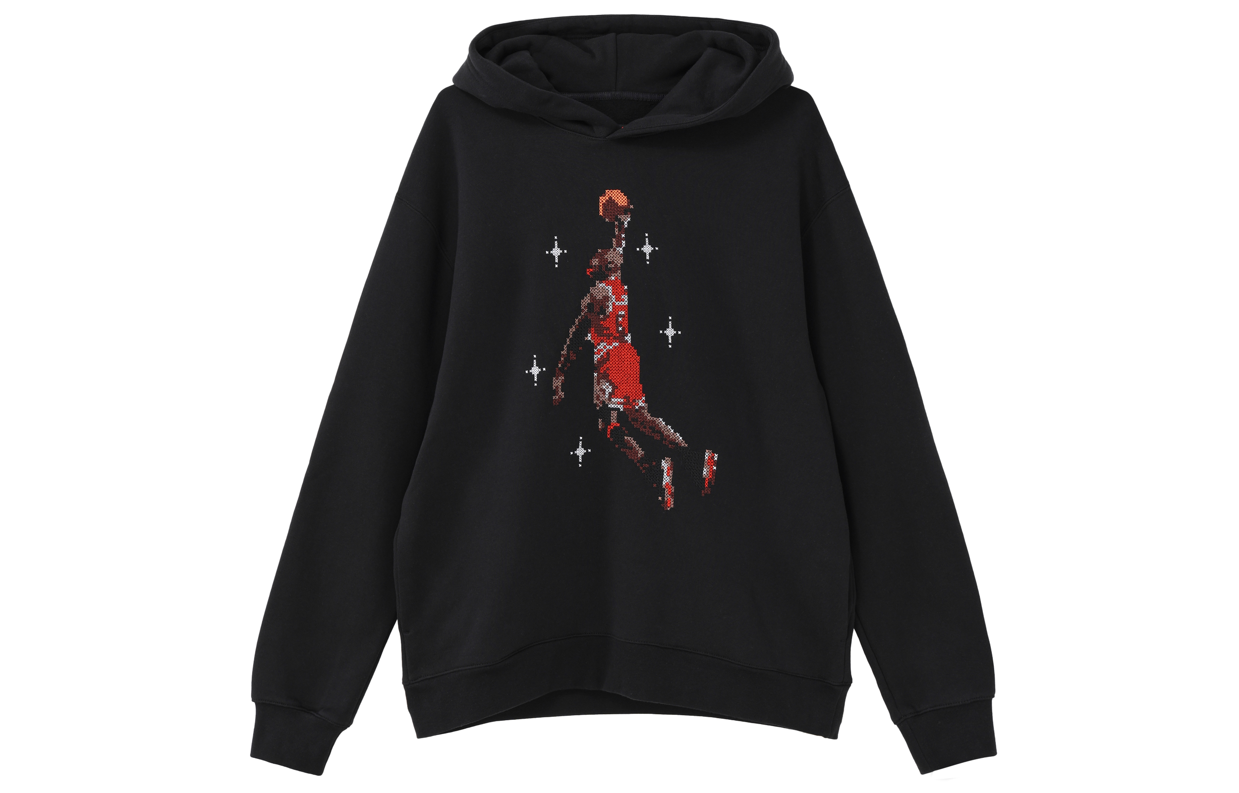 Jordan Black Fleece Pullover Hoodie with Basketball Print DC9714-010
