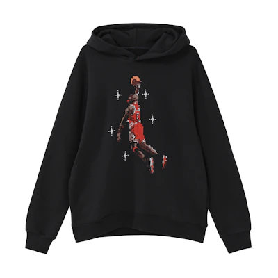 Jordan Black Fleece Pullover Hoodie with Basketball Print DC9714-010