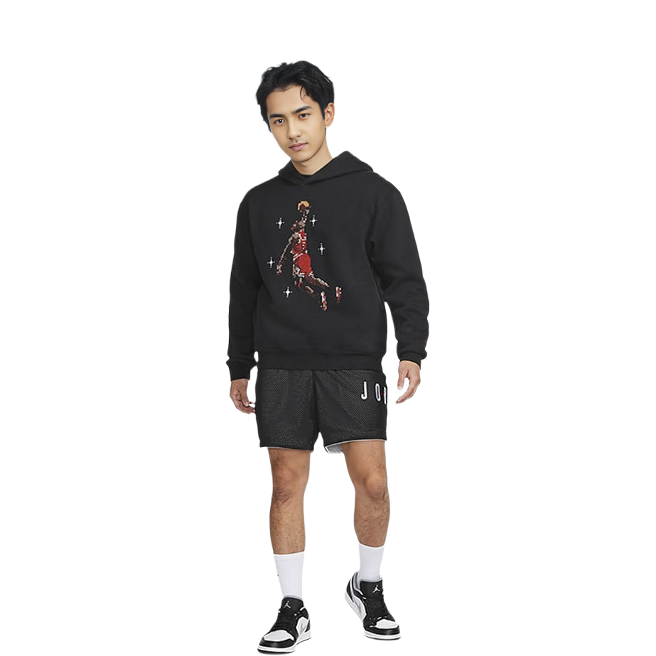 Jordan Black Fleece Pullover Hoodie with Basketball Print DC9714-010 圖 4