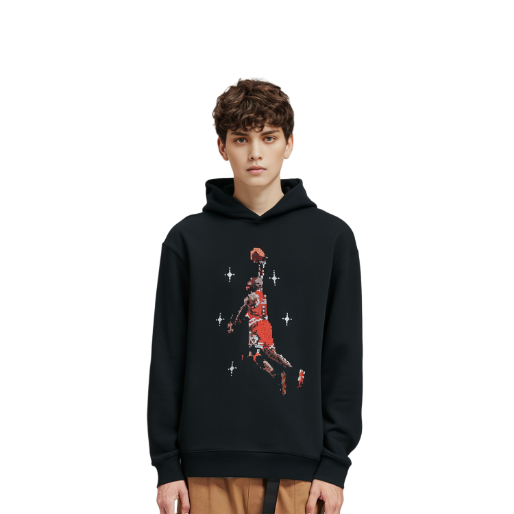 Jordan Black Fleece Pullover Hoodie with Basketball Print DC9714-010 圖 6