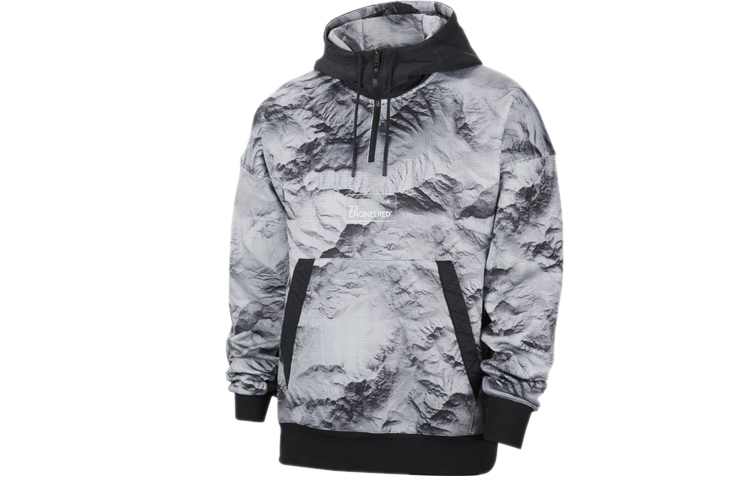 Jordan Black Half-Zip Pullover Hoodie with Letter Print & Color Blocking CU9149-100