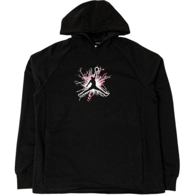 Jordan Black Hoodie with Front Logo Print Design FN5813-010
