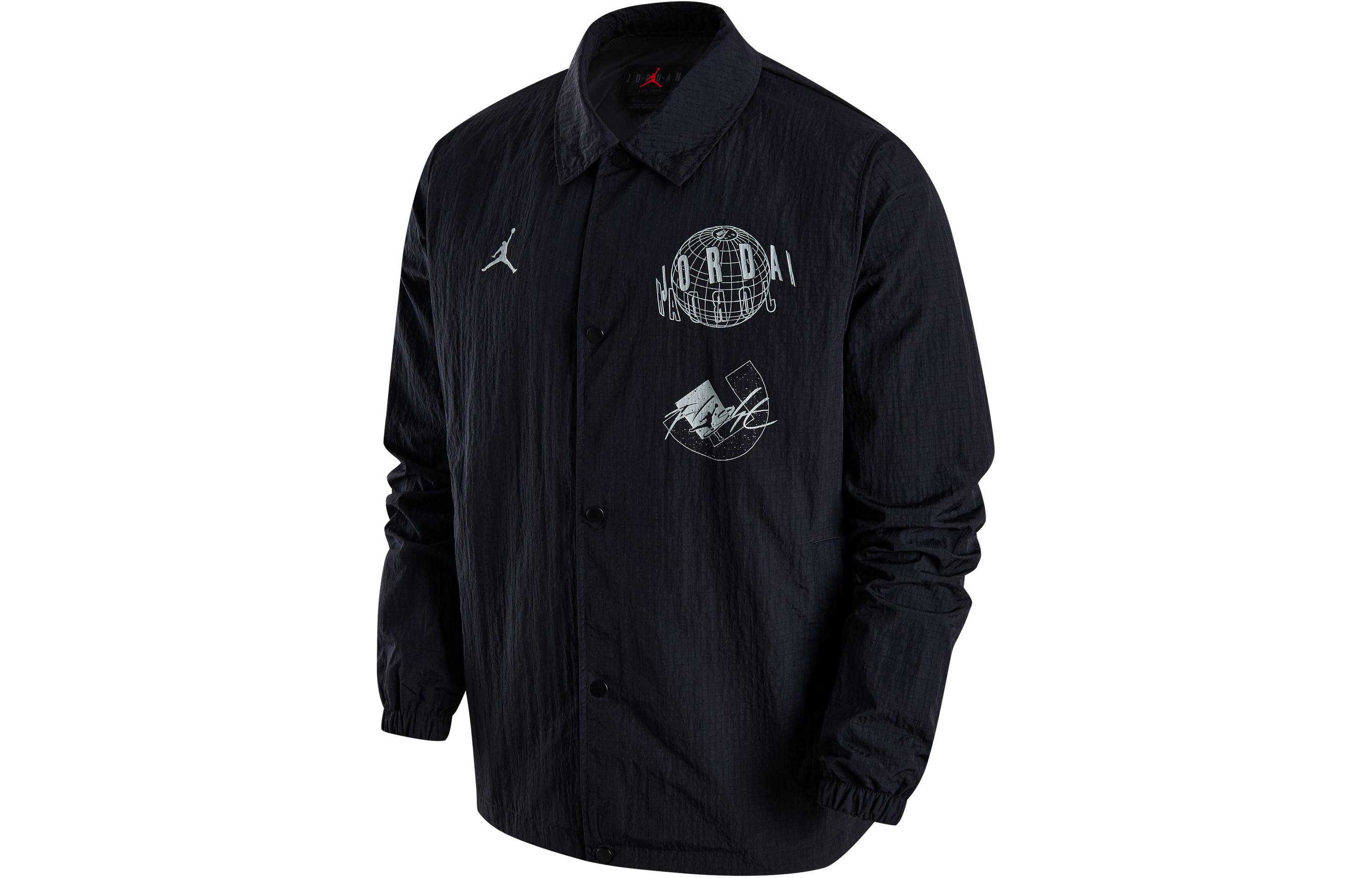 Jordan Black Long-Sleeve Jacket with Letter Print and Zipper Design HJ3964-010