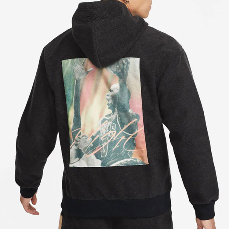 Jordan Black Printed Fleece Hoodie Pullover Casual Sweatshirt DC9585-010 圖 5