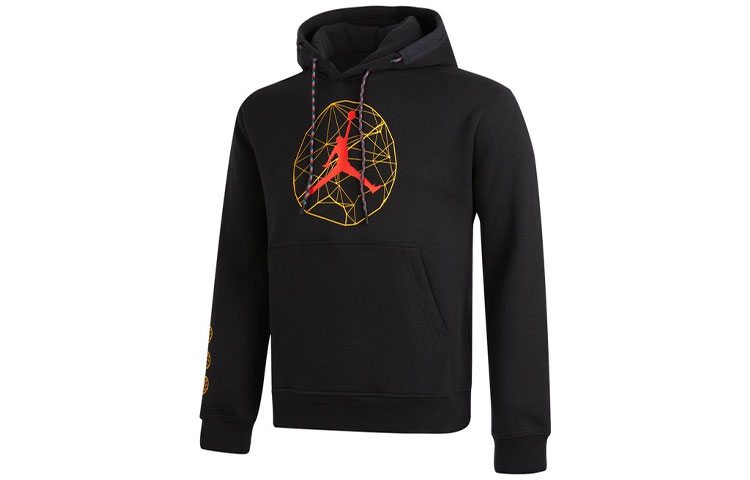 Jordan Black Pullover Hoodie with Drawstring for Casual Sportswear DC9728-010