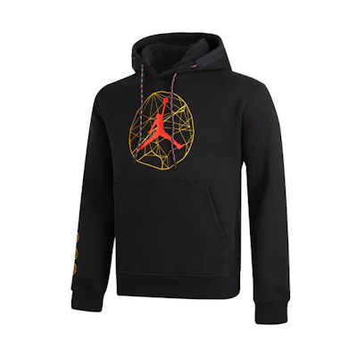 Jordan Black Pullover Hoodie with Drawstring for Casual Sportswear DC9728-010