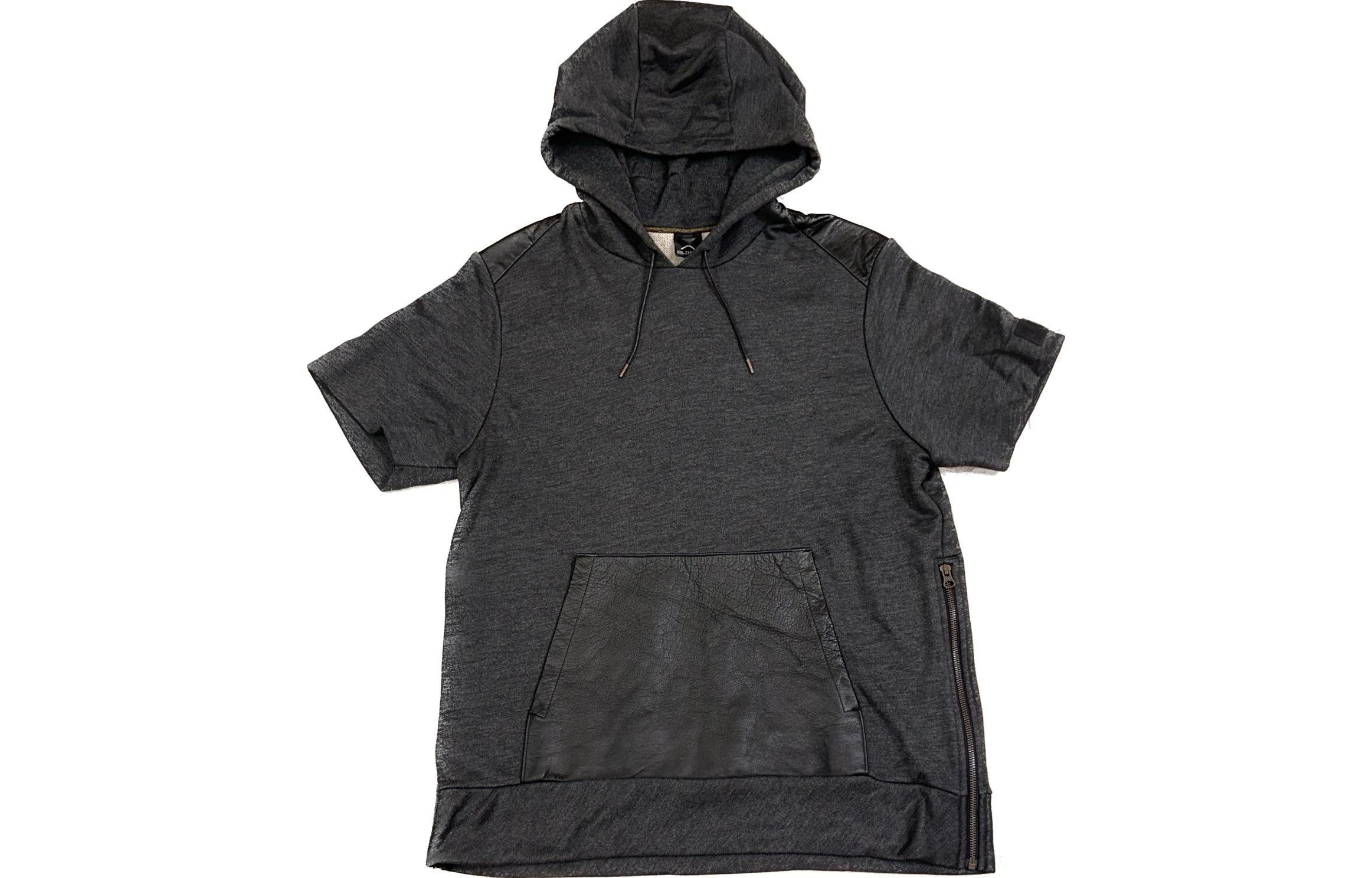 Jordan Black Short-Sleeve Hoodie with Solid Color Stitching 657923-032