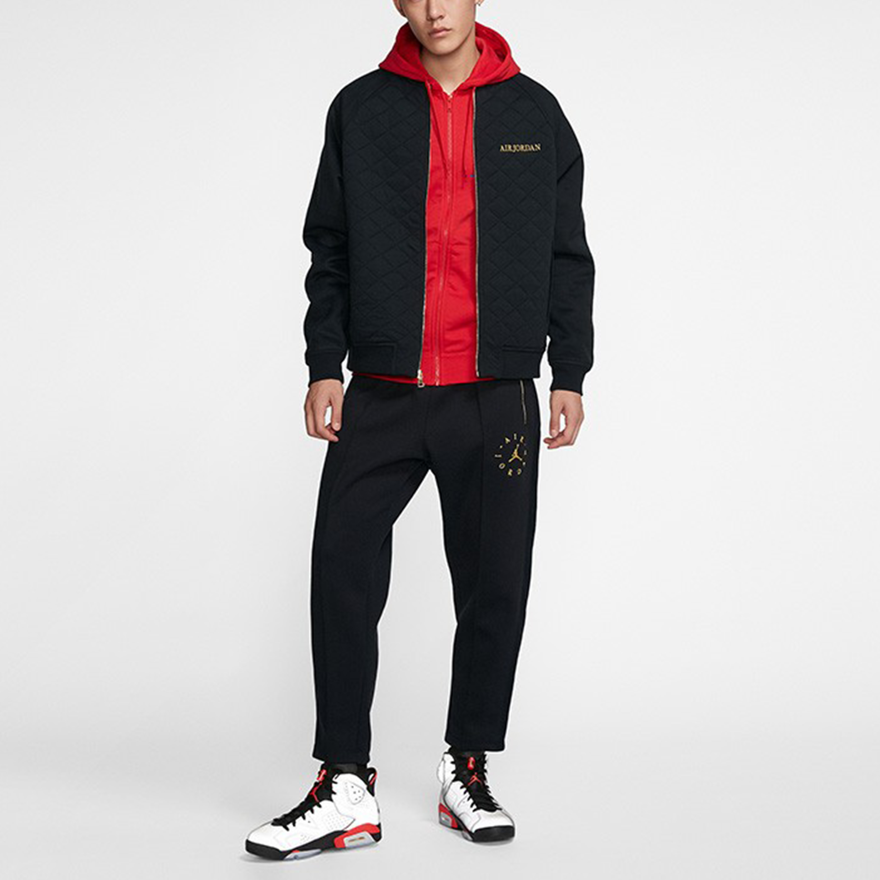 Purchase Jordan Jaket Kasual Sukan Hitam Berkolar Berdiri BQ5772-010