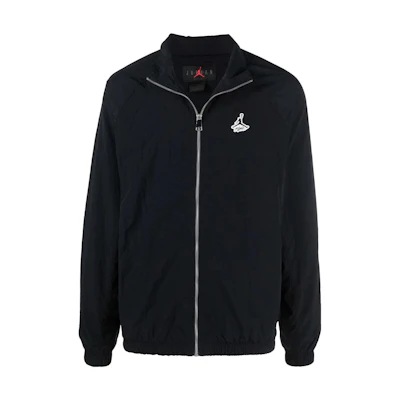 Jordan Black Track Jacket with Logo Print and Zippered Collar DH9037-010