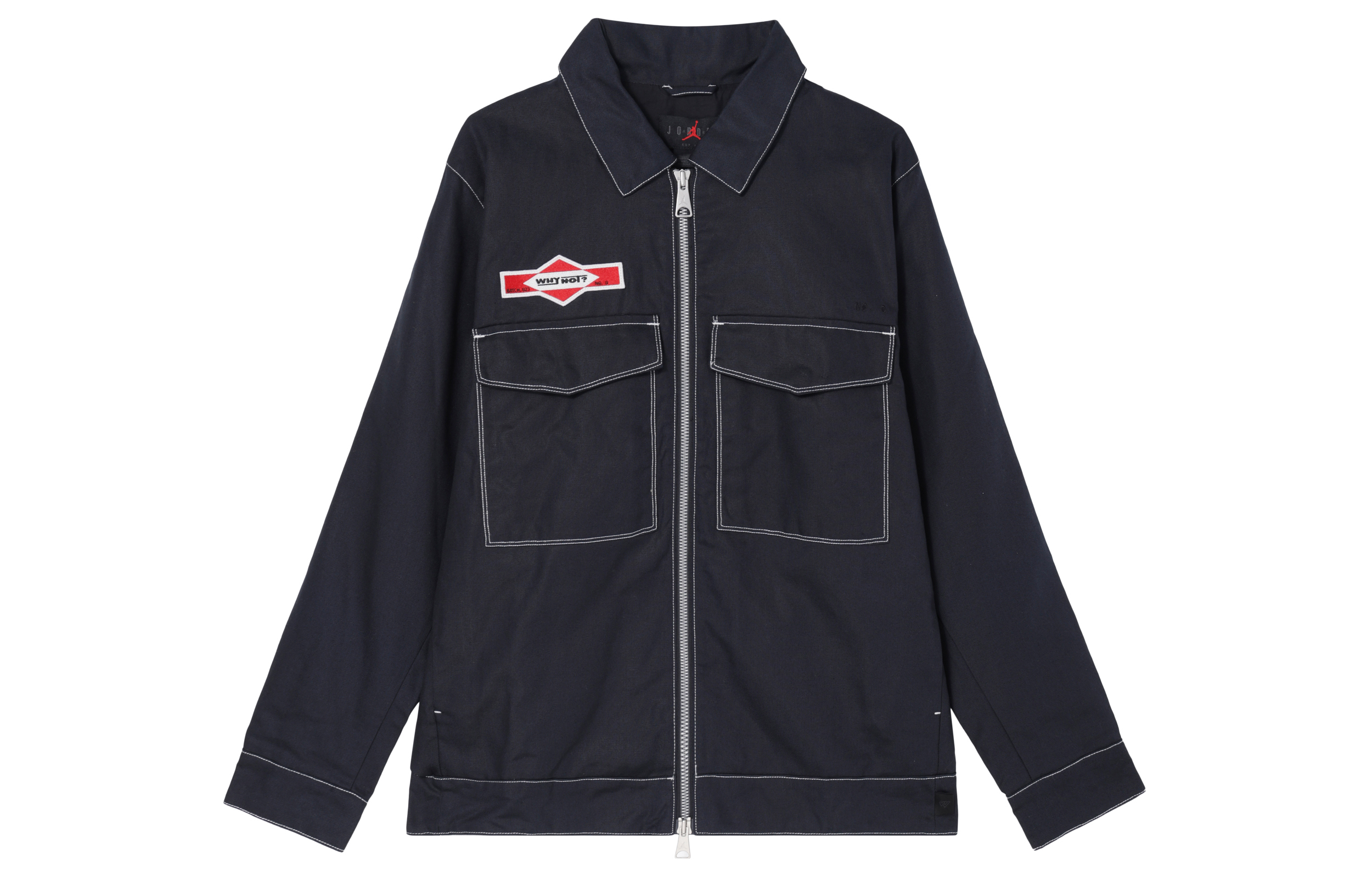 Jordan Black Utility Jacket with Letter Patch and Zip-up Collar DX0599-010