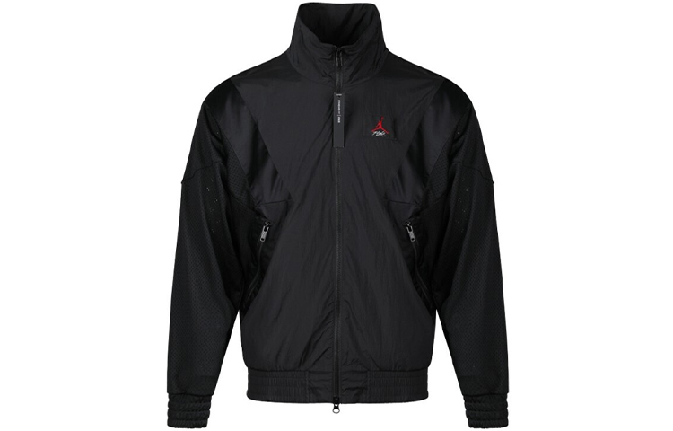 Jordan Black Windbreaker Jacket with Stand Collar AO0556-010