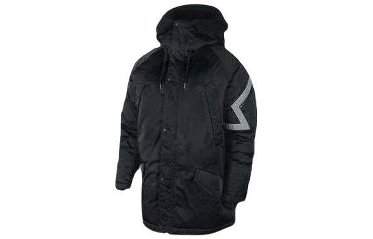 Jordan Black Winter Hooded Down Jacket Long Thick Coat AA1952-010