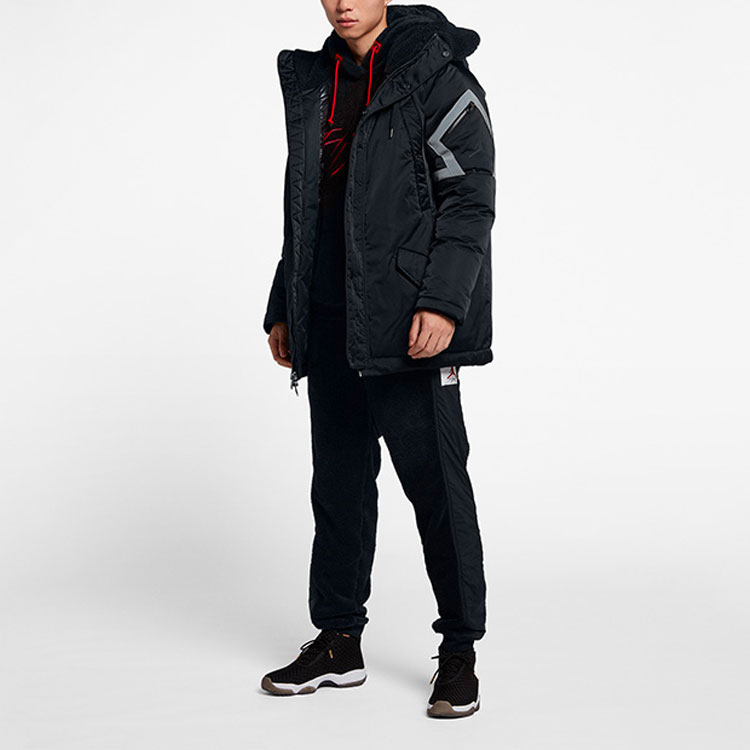 Purchase 乔丹黑色冬季连帽羽绒长款厚外套 AA1952-010