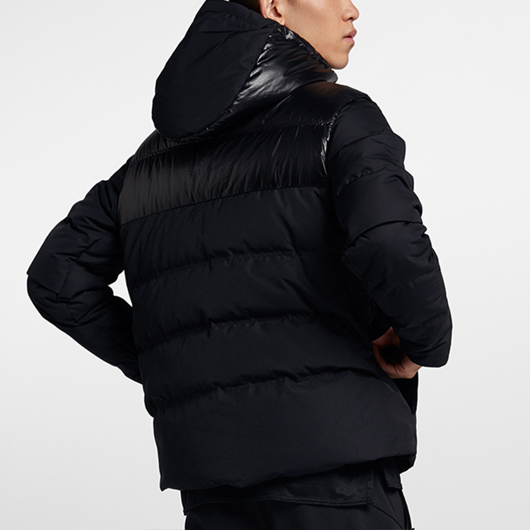 Purchase 乔丹黑色冬季保暖羽绒连帽篮球夹克 924676-010