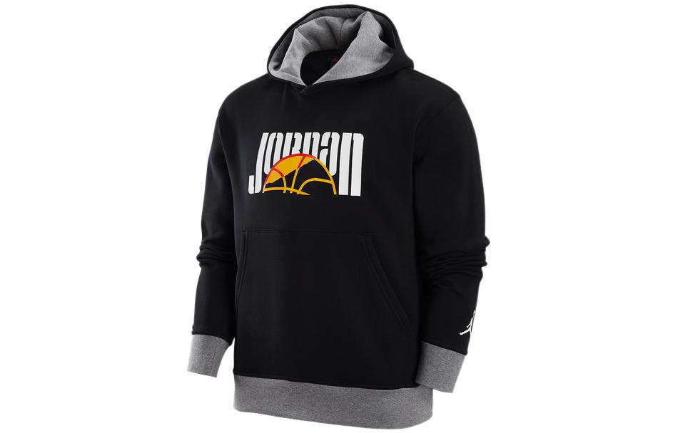 Jordan Brand Logo Printed Pullover Basketball Hoodie Black DV7749-010