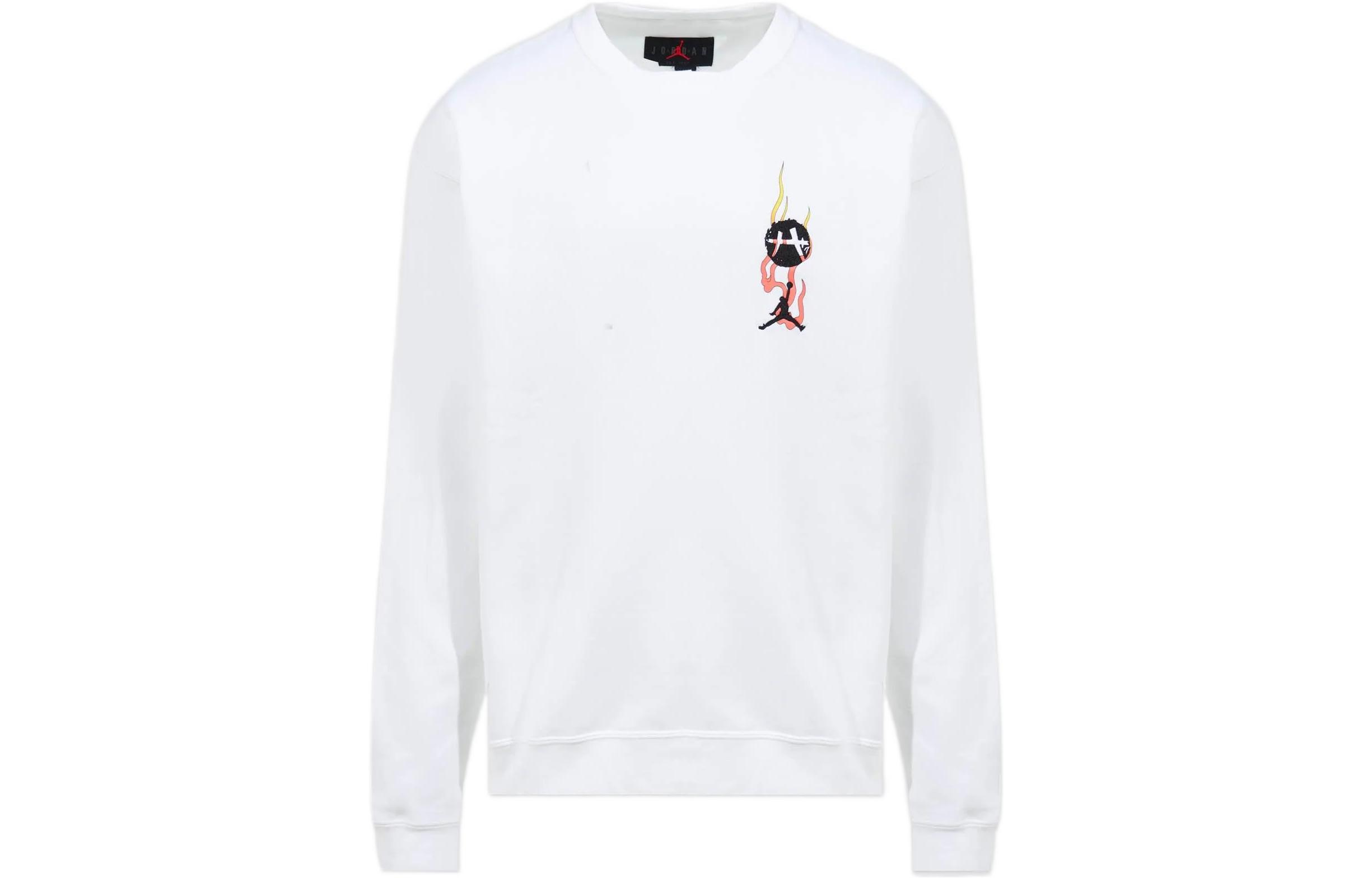 Jordan Brand Rui Hachimura Flame Logo Embroidered White Long Sleeve Sweatshirt DV3127-100