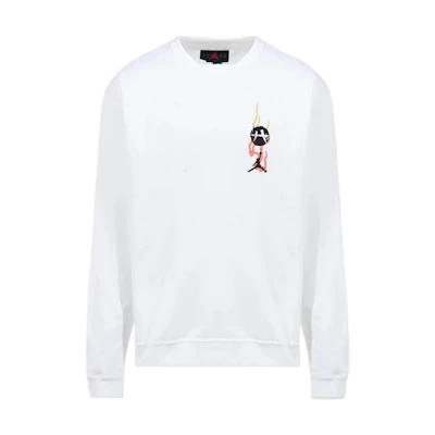 Jordan Brand Rui Hachimura Flame Logo Embroidered White Long Sleeve Sweatshirt DV3127-100