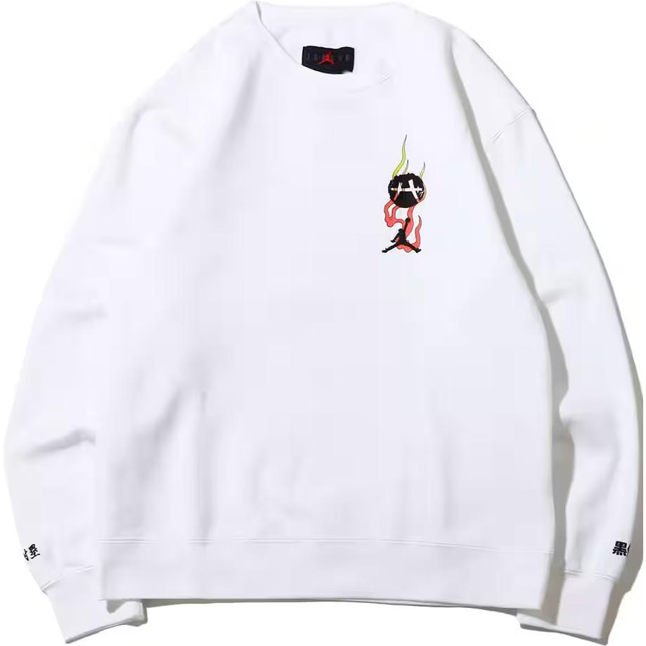 Jordan Brand Rui Hachimura White Flame Logo Embroidered Long Sleeve Sweatshirt DV3128-100