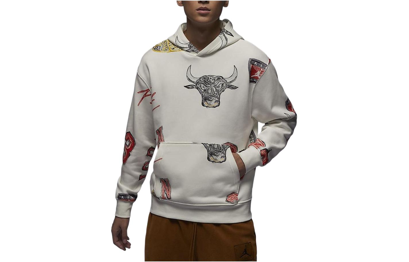 Jordan Brooklyn All-Over Print Fleece Hoodie Off-White FN4546-133