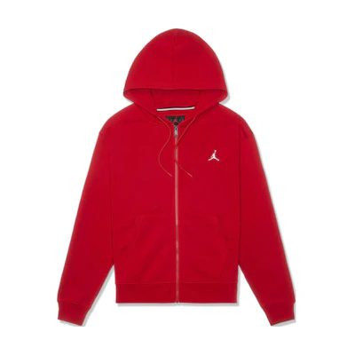 Jordan Brooklyn Essentials Full-Zip Fleece Hoodie Red Mens Gymwear Logo FJ7771-687