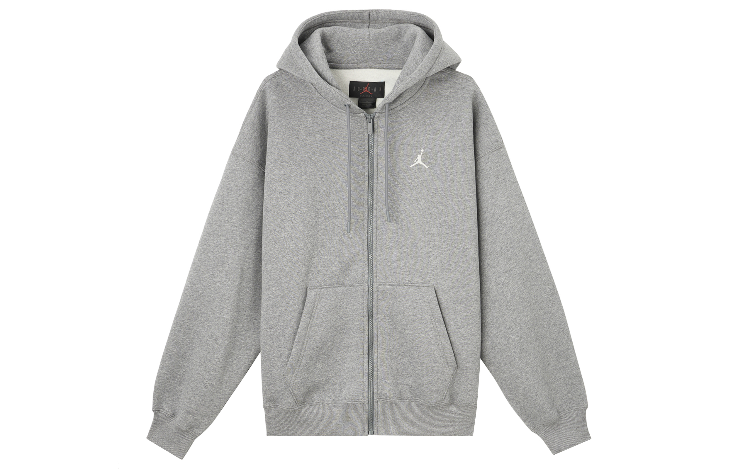 Jordan Brooklyn Fleece Hoodie Zip-Up Jacket Carbon Gray/Sail White IB7232-091