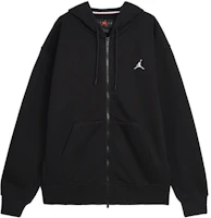 Jordan Brooklyn Fleece Logo Embroidered Hoodie Jacket Black () FV7292-010 Jordan Brooklyn Fleece Logo Embroidered Hoodie Jacket Black () FV7292-010