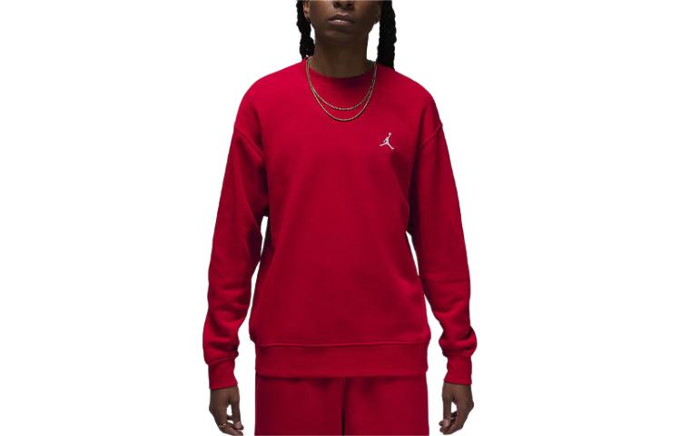 Jordan Brooklyn Fleece Logo Ribbed Crewneck Sweatshirt Gym Red () FJ7776-687
