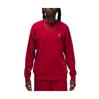 Jordan Brooklyn Fleece Logo Ribbed Crewneck Sweatshirt Gym Red () FJ7776-687