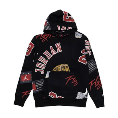 Jordan Brooklyn Fleece Pullover Hoodie Full Print Black FN4545-010