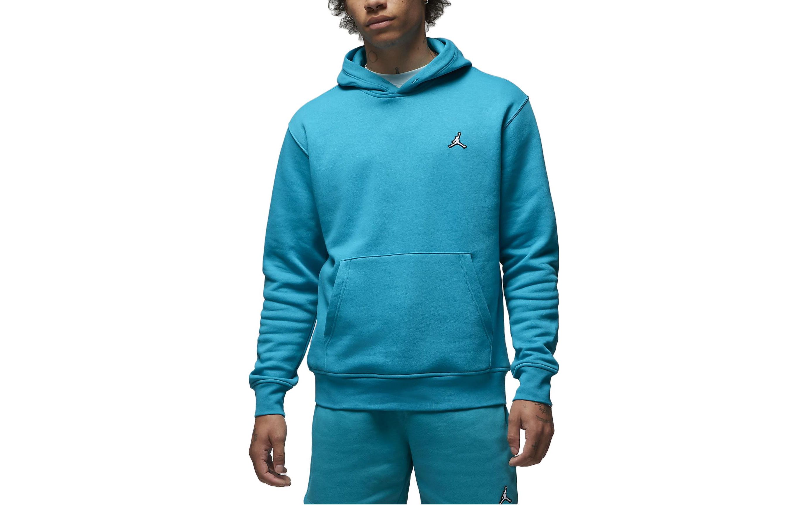 Jordan Brooklyn Fleece Solid Logo Embroidered Drawstring Hoodie Blue () DQ7466-483