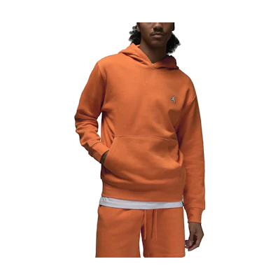 Jordan Brooklyn Fleece Solid Logo Embroidered Drawstring Hoodie Orange Mens DQ7466-847