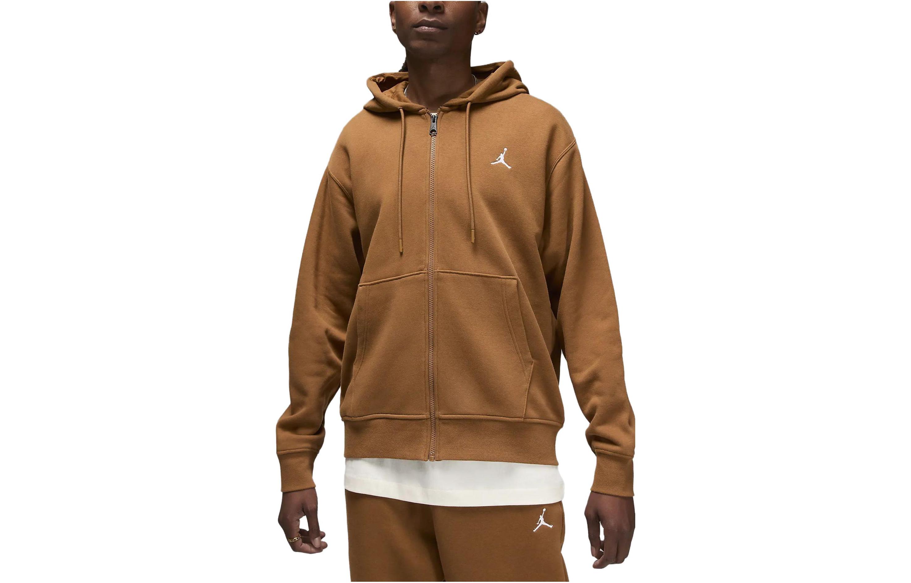 Jordan Brooklyn Logo Embroidered Yellow Zip Hoodie Jacket Loose Fit FJ7772-281
