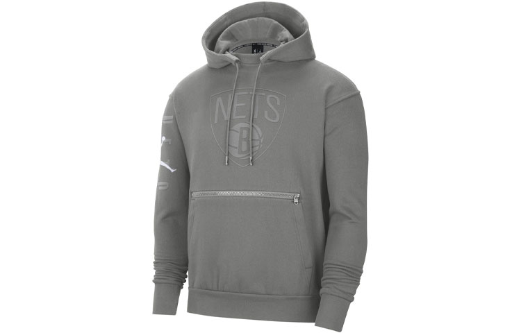 Jordan Brooklyn Nets Fleece Pullover Hoodie Grey () DB1517-002