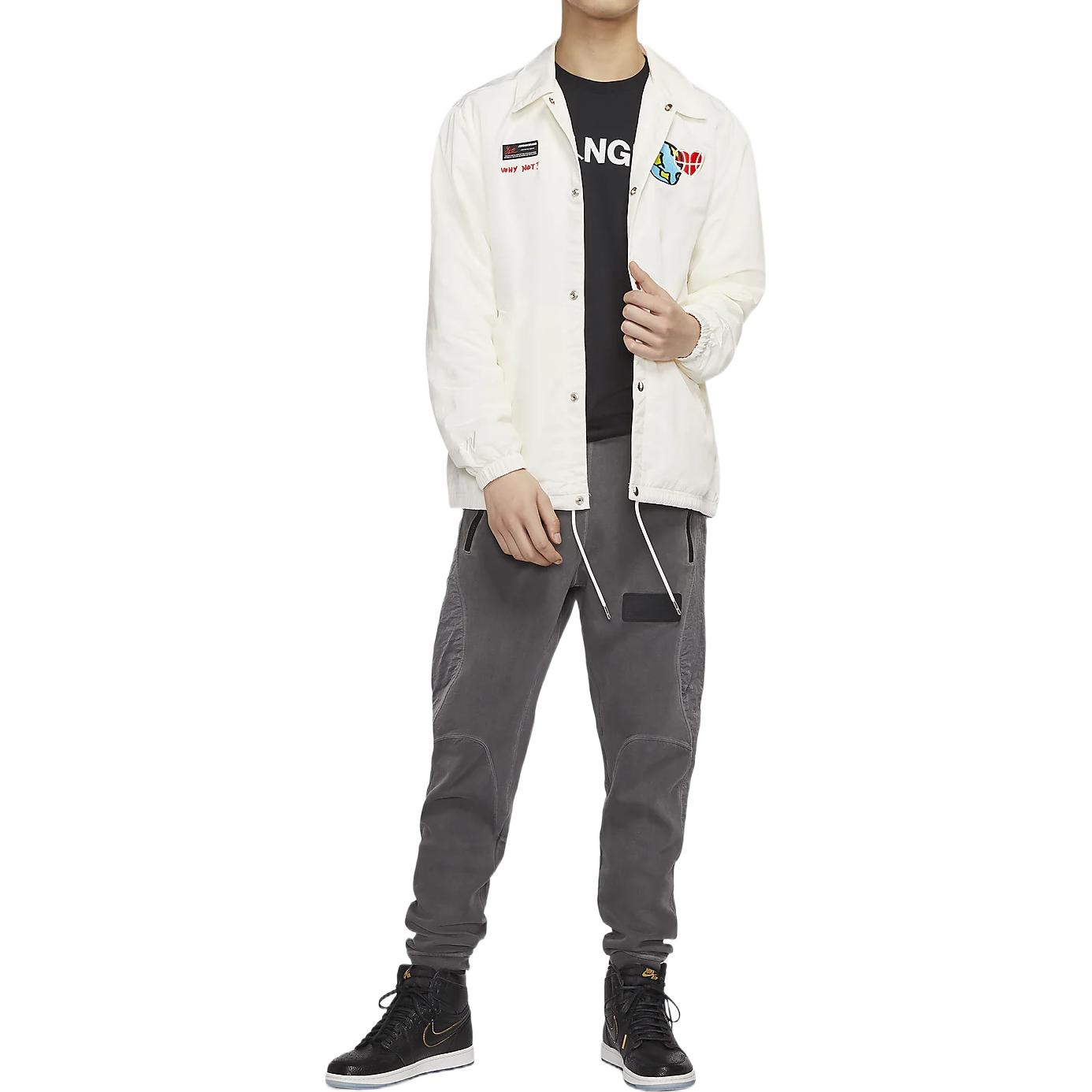 Lookbook Jordan Cartoon Letter Earth Embroidery White Button-Up Jacket Long Sleeve CW4268-100