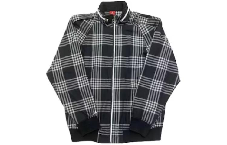 Jordan Checkered Collar Long Sleeve Zipper Jacket Black 256101-010