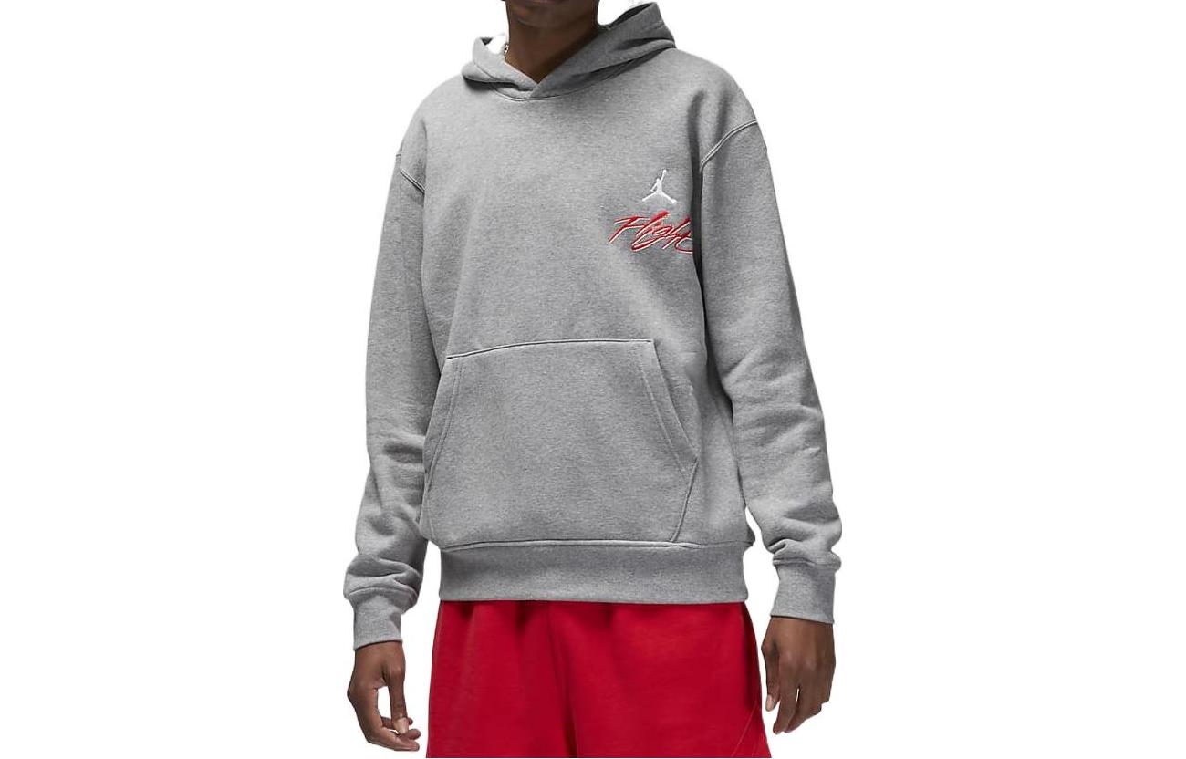 Jordan Cherrywood Solid Logo Embroidered Pullover Sweatshirt Grey () DQ7506-091