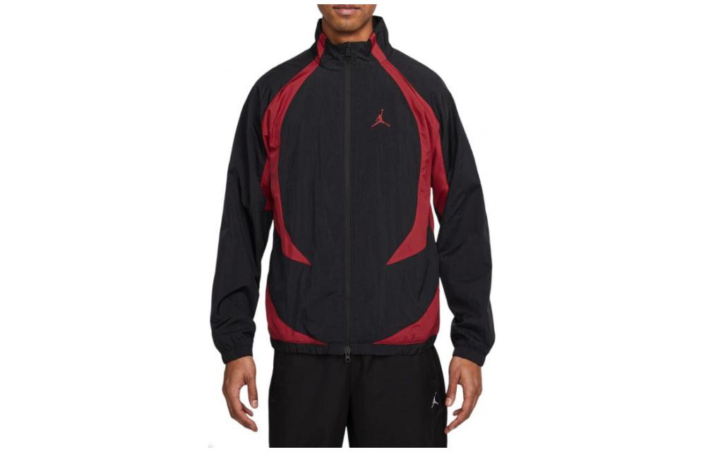 Jordan Colorblock Logo Print Retro Track Jacket Black Mens DX9367-013