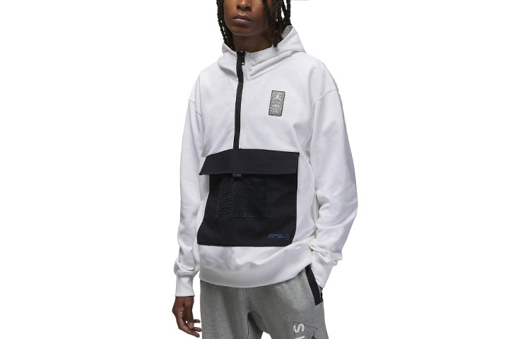 Jordan Colorblock Signature Print Zip Hoodie White DM3101-100