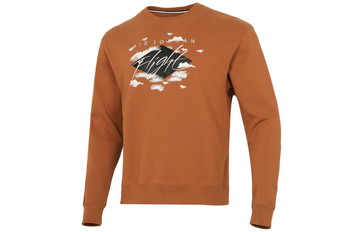 Jordan Crewneck Fleece Sweatshirt American Style Print Khaki DH9036-241