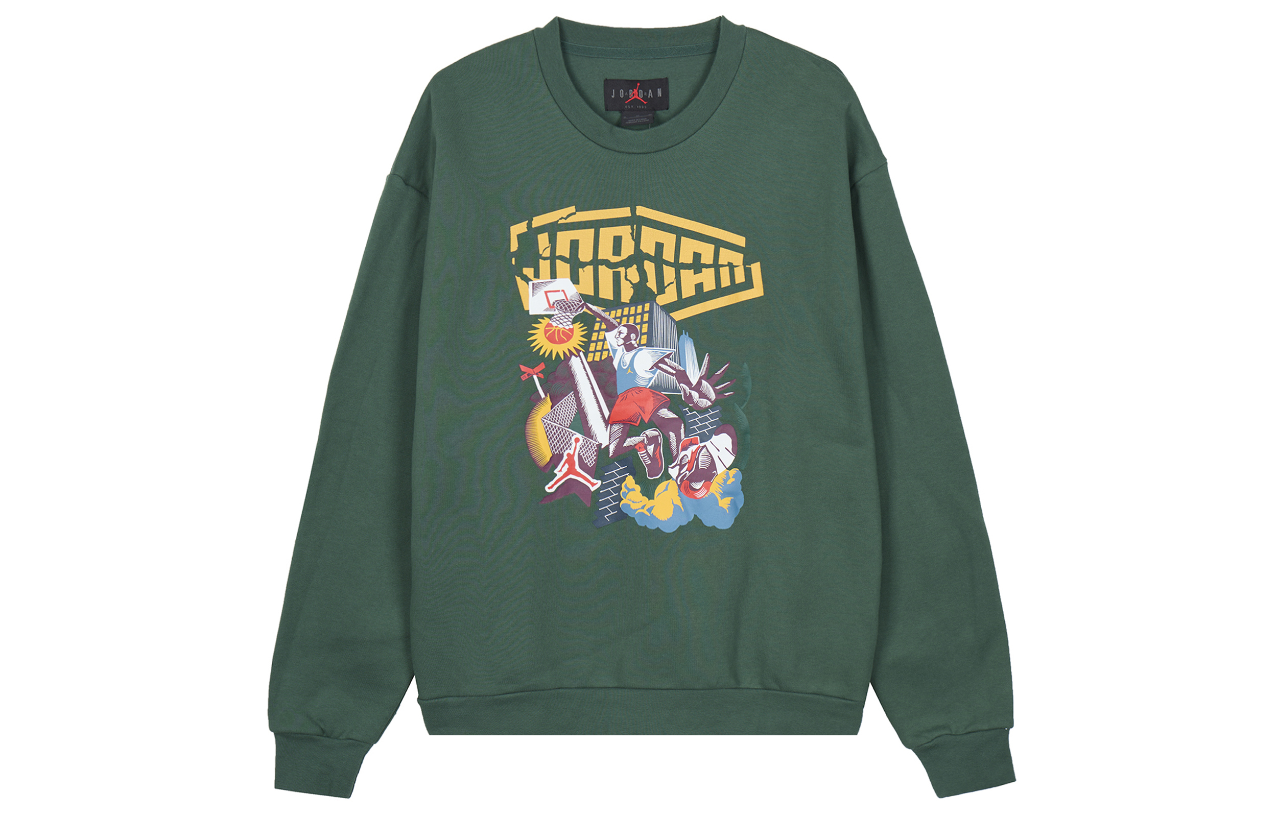 Jordan DNA Graphic Print Pullover Fleece Sweatshirt Green - Casual Sportswear DC9616-333