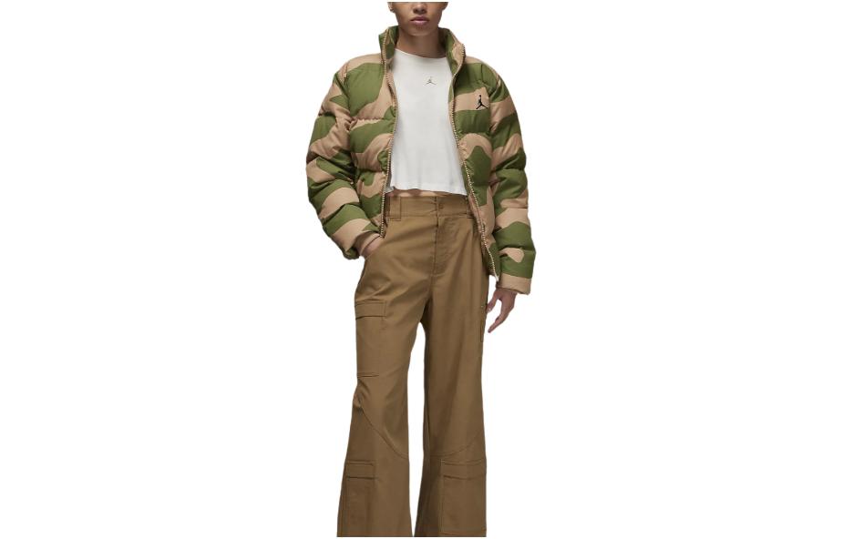 Jordan Down Jacket Camo Logo Stand Collar Zip Long Sleeve Unisex Light Green FB6988-200