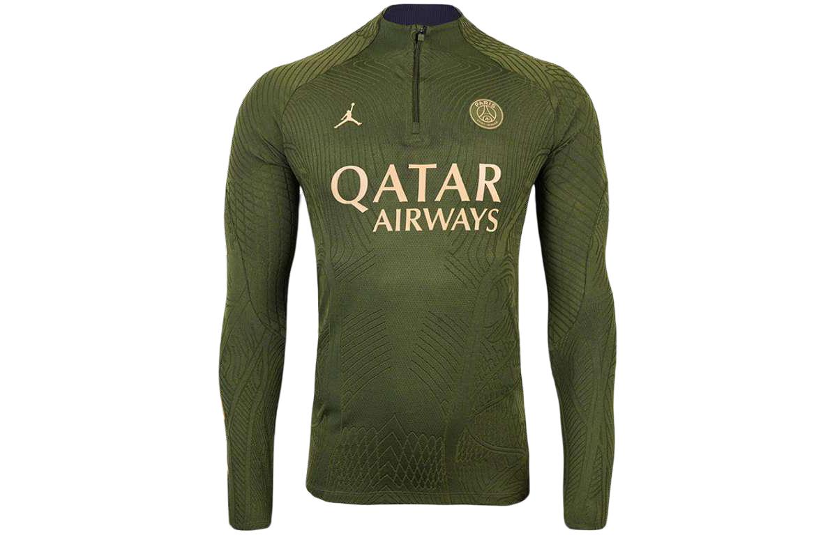 Jordan Dri-FIT Green Letter Print Pullover Long-Sleeve Soccer Shirt Mens FD7070-327